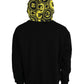 Black Logo Patch Cotton Hooded Sweatshirt Sweater