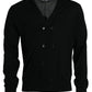 Black Cashmere Knit Long Sleeves Cardigan Sweater