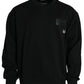 Black Logo Cotton Long Sleeves Sweatshirt Sweater