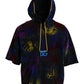 Black Tie Dye Logo Cotton Hooded Sweatshirt Sweater