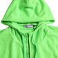 Neon Green Logo Full Zip Hooded Sweatshirt Sweater