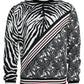 Black White Cotton Zebra Tree Crew Neck Sweater