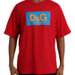 Red Logo Print Cotton Crew Neck T-shirt