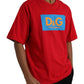 Red Logo Print Cotton Crew Neck T-shirt