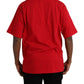 Red Logo Print Cotton Crew Neck T-shirt