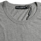 Gray Logo Embroidery Crew Neck T-shirt