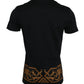 Black Gold Logo Print Cotton Crew Neck T-shirt