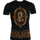 Black Gold Logo Print Cotton Crew Neck T-shirt