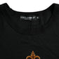 Black Gold Logo Print Cotton Crew Neck T-shirt