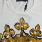White Gold Crown Print Cotton Crew Neck T-shirt