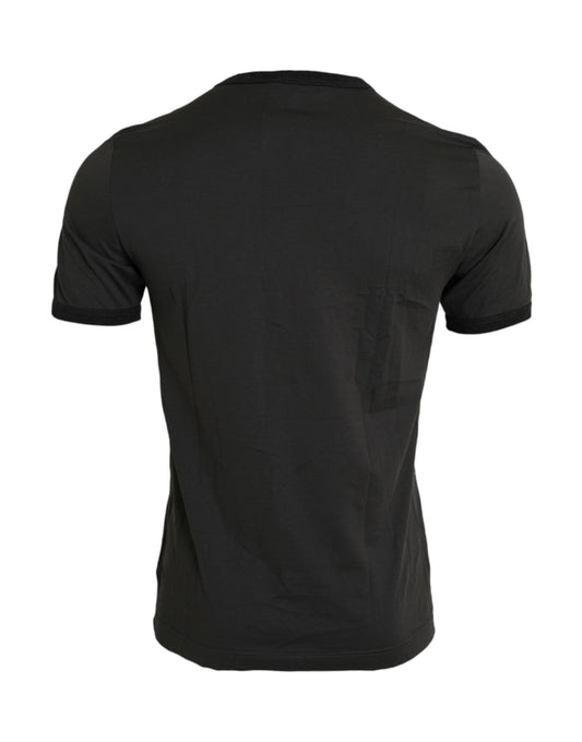 Gray Crown Floral Cotton Crew Neck T-shirt