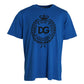 Blue Crown Logo Cotton Crew Neck T-shirt