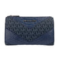 Jet Set Large Double Zip Python Navy Wristlet Wallet