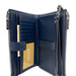 Jet Set Large Double Zip Python Navy Wristlet Wallet