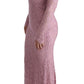 Elegant Pink Long Sleeve Sheath Dress