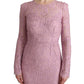 Elegant Pink Long Sleeve Sheath Dress