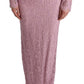 Elegant Pink Long Sleeve Sheath Dress