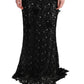 Elegant Black Maxi Shift Dress with Floral Applique