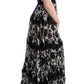 Elegant Floral Print Silk Gown