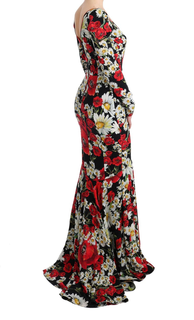 Elegant Full Length Sheath Floral Dress