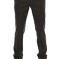 Elegant Gray Striped Wool Formal Trousers