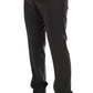 Elegant Gray Striped Wool Formal Trousers