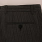 Elegant Gray Striped Wool Formal Trousers