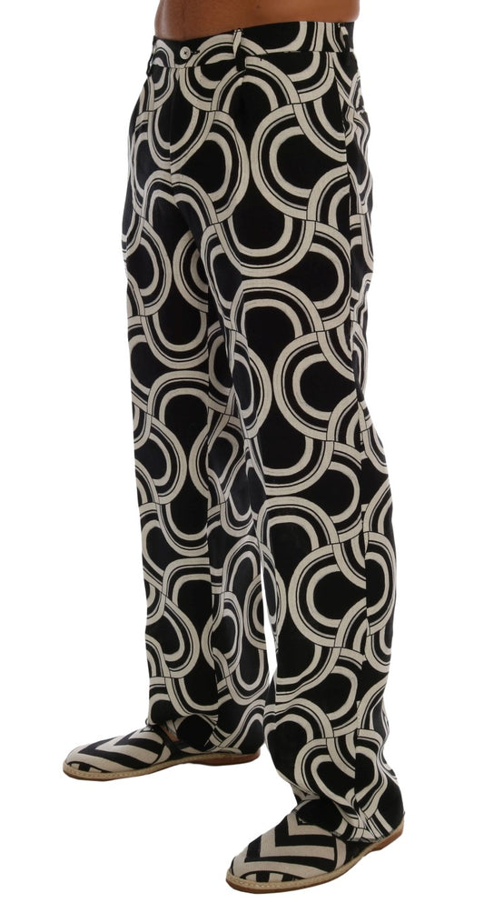 Sleek Patterned Slim-Fit Trousers