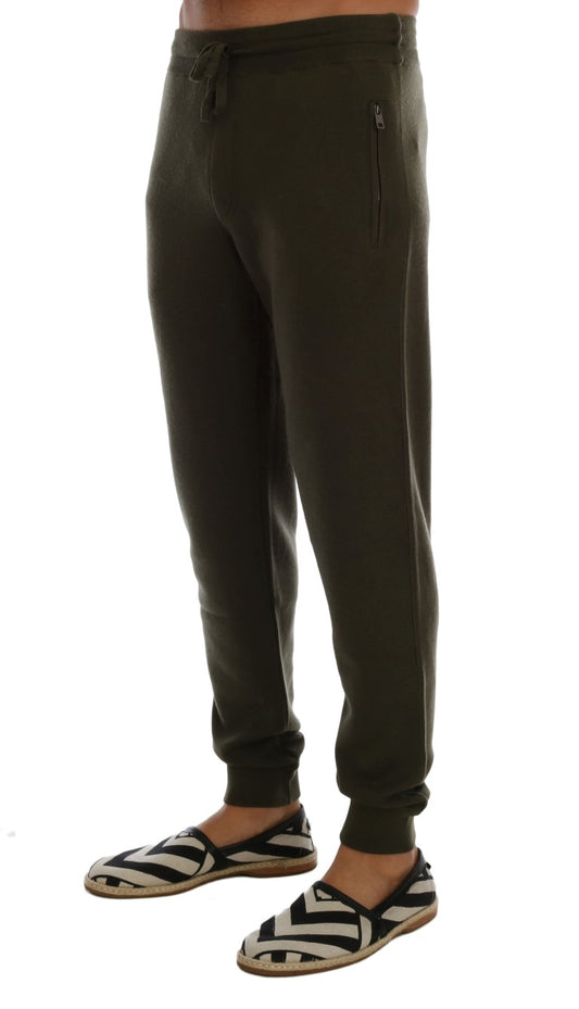 Elegant Green Cashmere Sport Pants