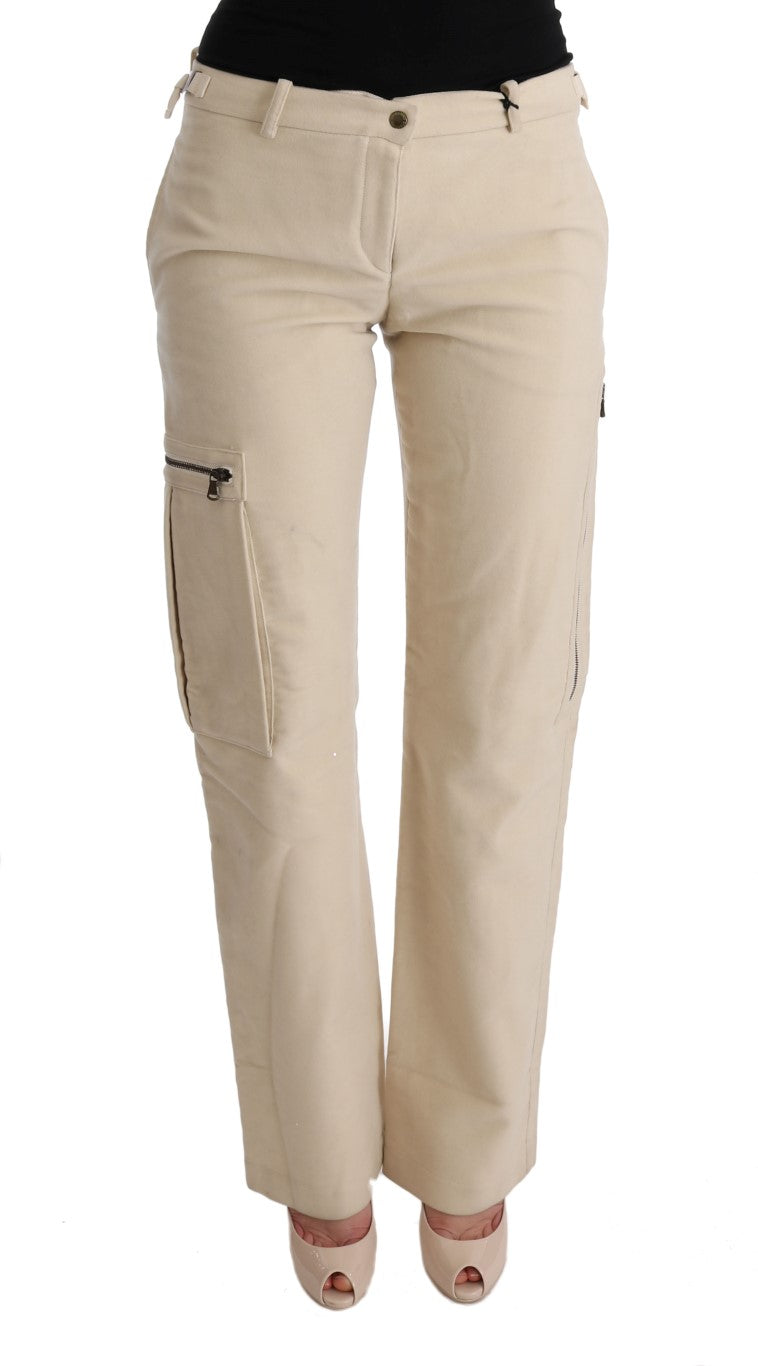 Chic Beige Cropped Wool Pants