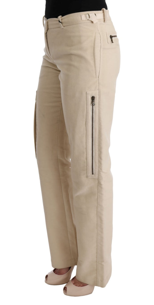 Chic Beige Cropped Wool Pants