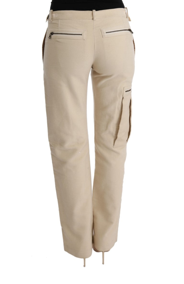 Chic Beige Cropped Wool Pants