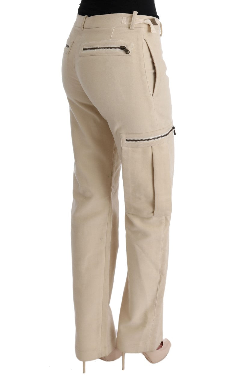 Chic Beige Cropped Wool Pants