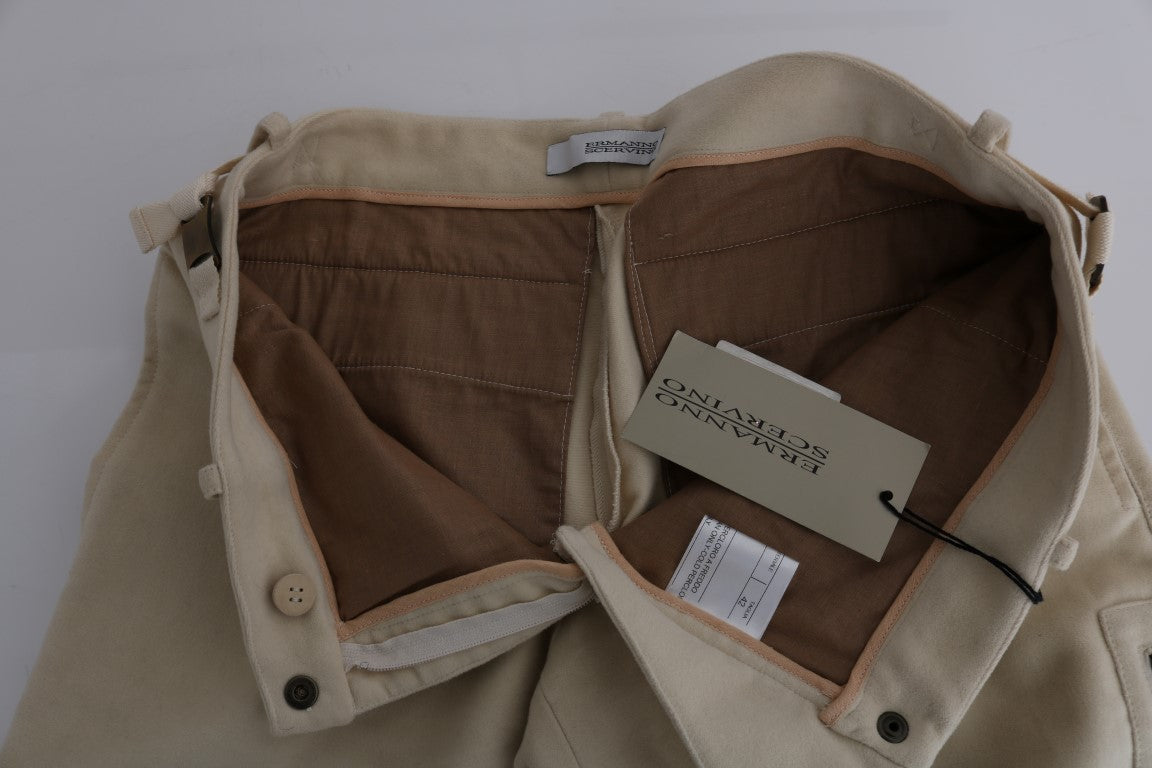 Chic Beige Cropped Wool Pants