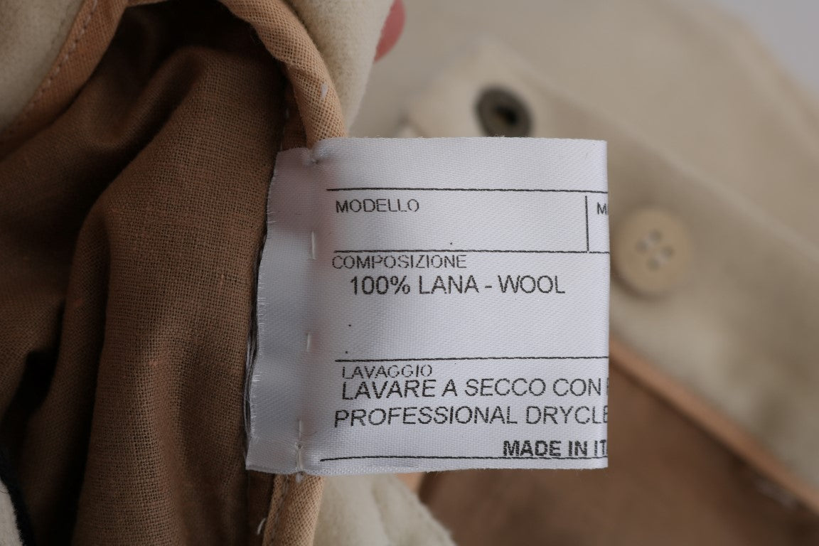 Chic Beige Cropped Wool Pants