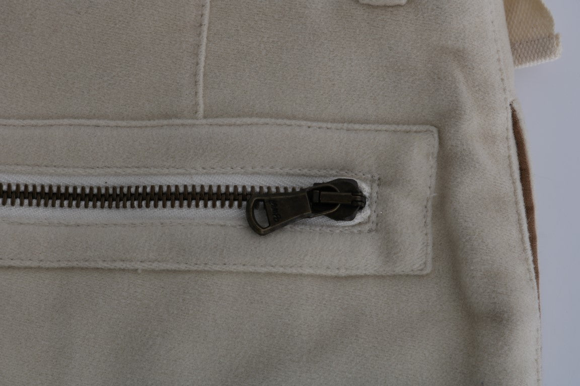 Chic Beige Cropped Wool Pants