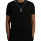 Black Cotton Silver Chain Short Sleeve T-shirt