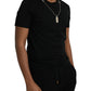 Black Cotton Silver Chain Short Sleeve T-shirt