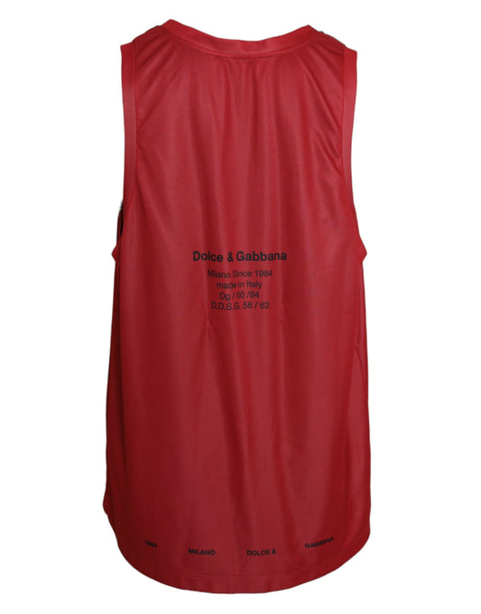 Red Leopard Print Sleeveless Men Tank T-shirt
