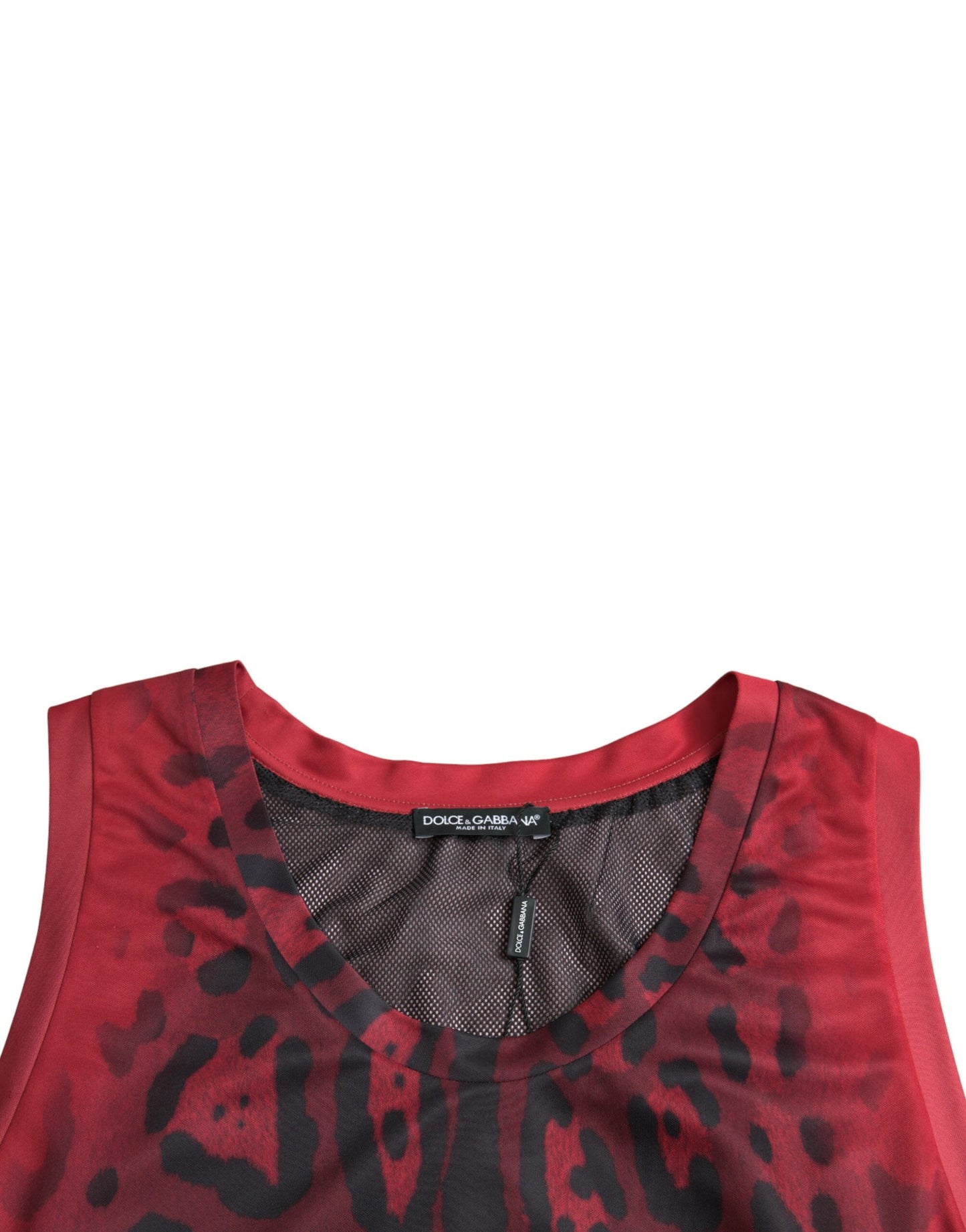 Red Leopard Print Sleeveless Men Tank T-shirt