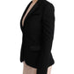 Elegant Black Jacquard Slim Fit Blazer