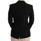 Elegant Black Jacquard Slim Fit Blazer