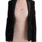 Elegant Black Jacquard Slim Fit Blazer