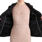 Elegant Black Jacquard Slim Fit Blazer