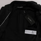 Elegant Black Jacquard Slim Fit Blazer
