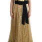Elegant Gold Floral Lace Gown Dress