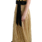 Elegant Gold Floral Lace Gown Dress