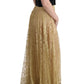 Elegant Gold Floral Lace Gown Dress