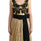 Elegant Gold Floral Lace Gown Dress