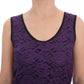 Elegant Sleeveless Purple Floral Midi Dress